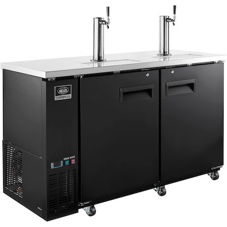 Global Industrial Nexel Beer Dispenser Cooler w/ 2 Single Tap Dispensers, 15.8 Cu. Ft., Black 243100
